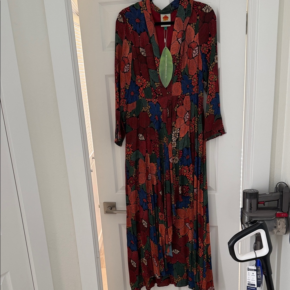 Farm Rio V-Neck Floral 3/4 Sleeve Maxi Dress - New, never worn with tags